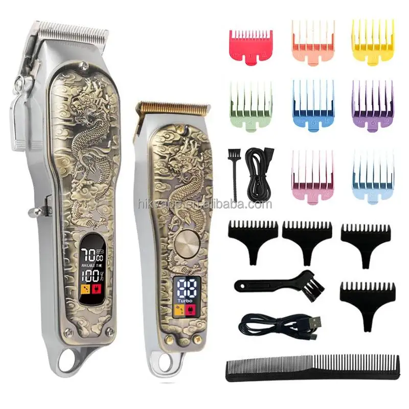 Customized retro relief dragon pattern electric hair clipper,  intelligent electric hair clipper, bald and oil hair clipper