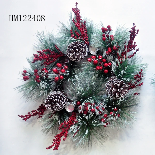 Christmas 2022  decoration customized artificial garland swag with red berries and snow effect