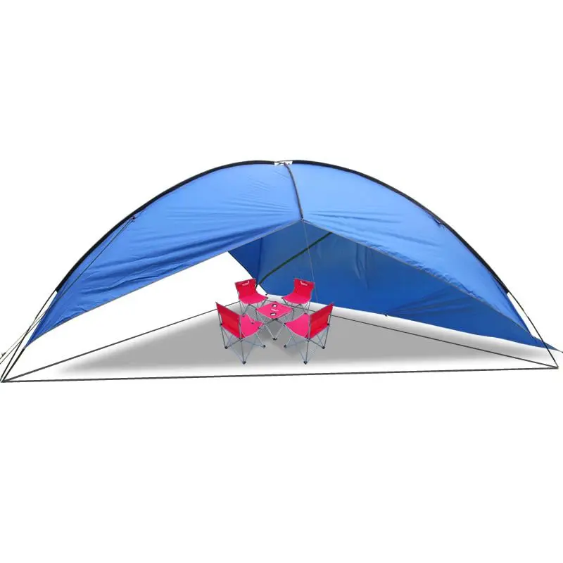 
4.8*4.8*2m Outdoor camper triangle canopy multiple family beach sunshade 210TPU3000 silver large tent 