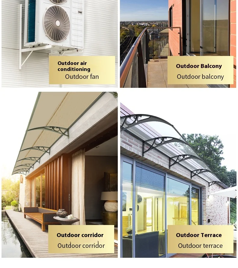 All-Season Impact-Resistant Polycarbonate Canopy Frame White Plastic Outdoor Awning Window Terrace Manual Operation for Pavilion