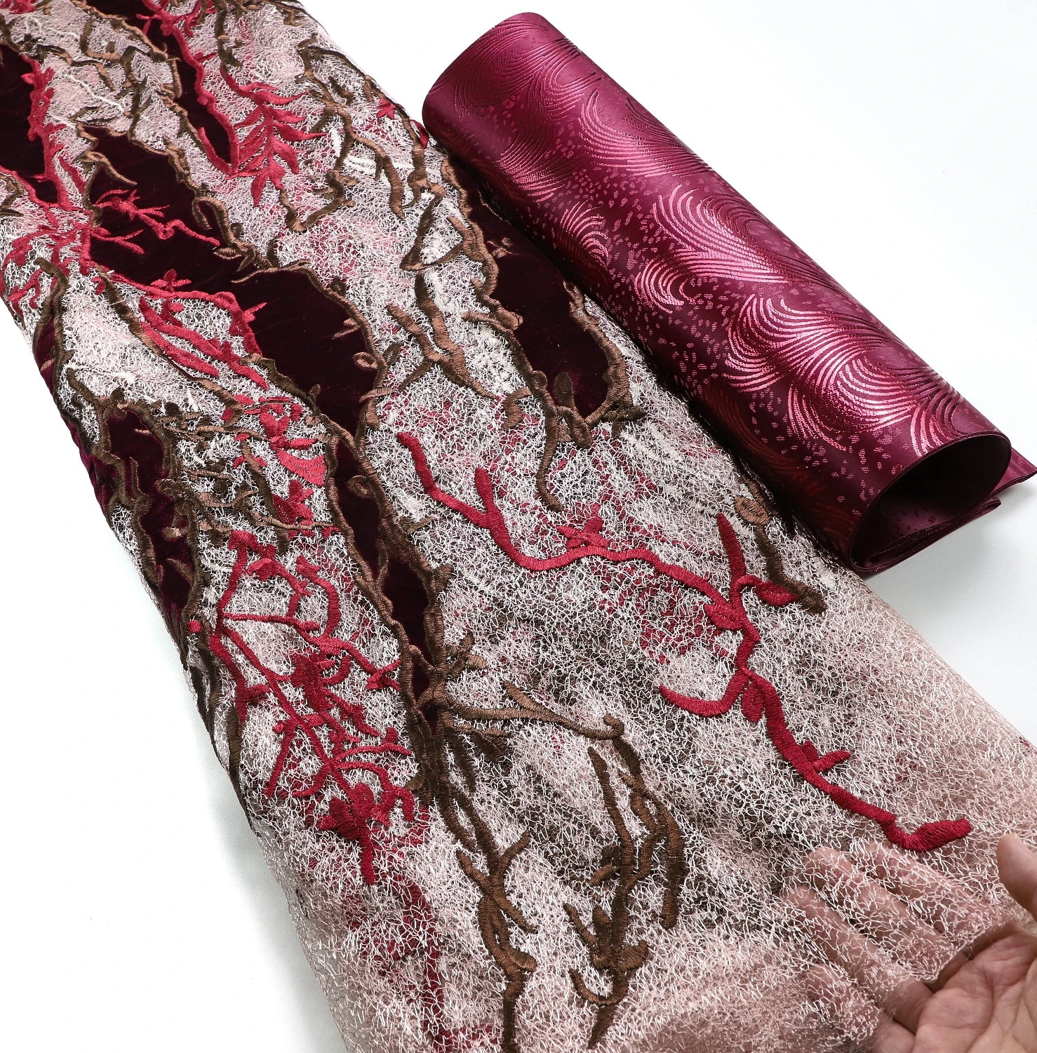 Supoo Embroidery Tulle Embroidered Bridal Lace 100% Cotton velvet lace