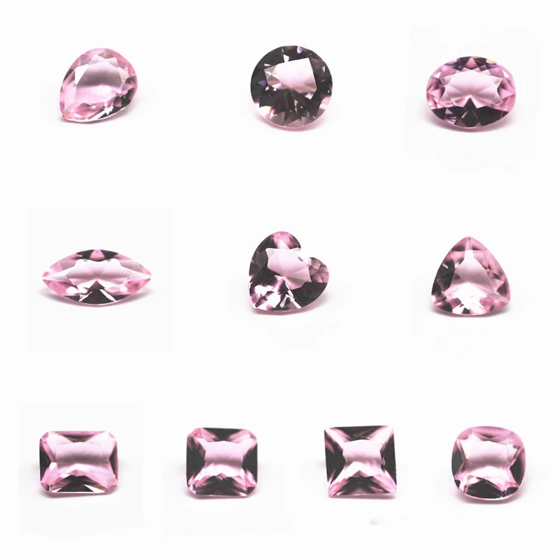 3*3-12*12mm bright cut cushion cut pink K9 crystal glass gemstones loose synthetic glass stones cushion shape glass crystal gems
