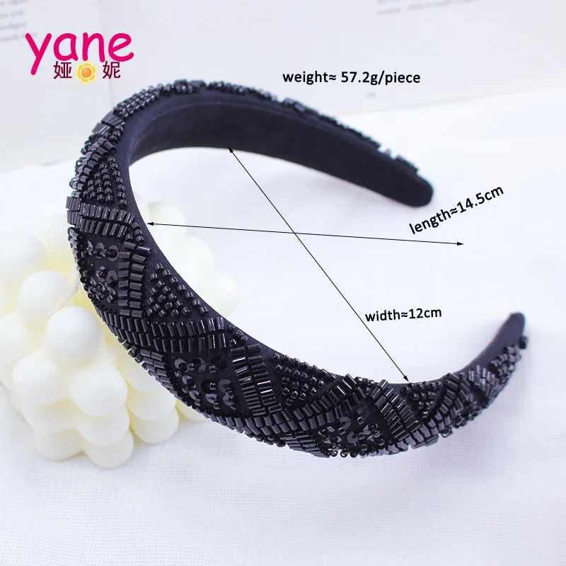Handmade beaded headband with fashionable plaid sequins hair bands  high-end feel party hair accessories