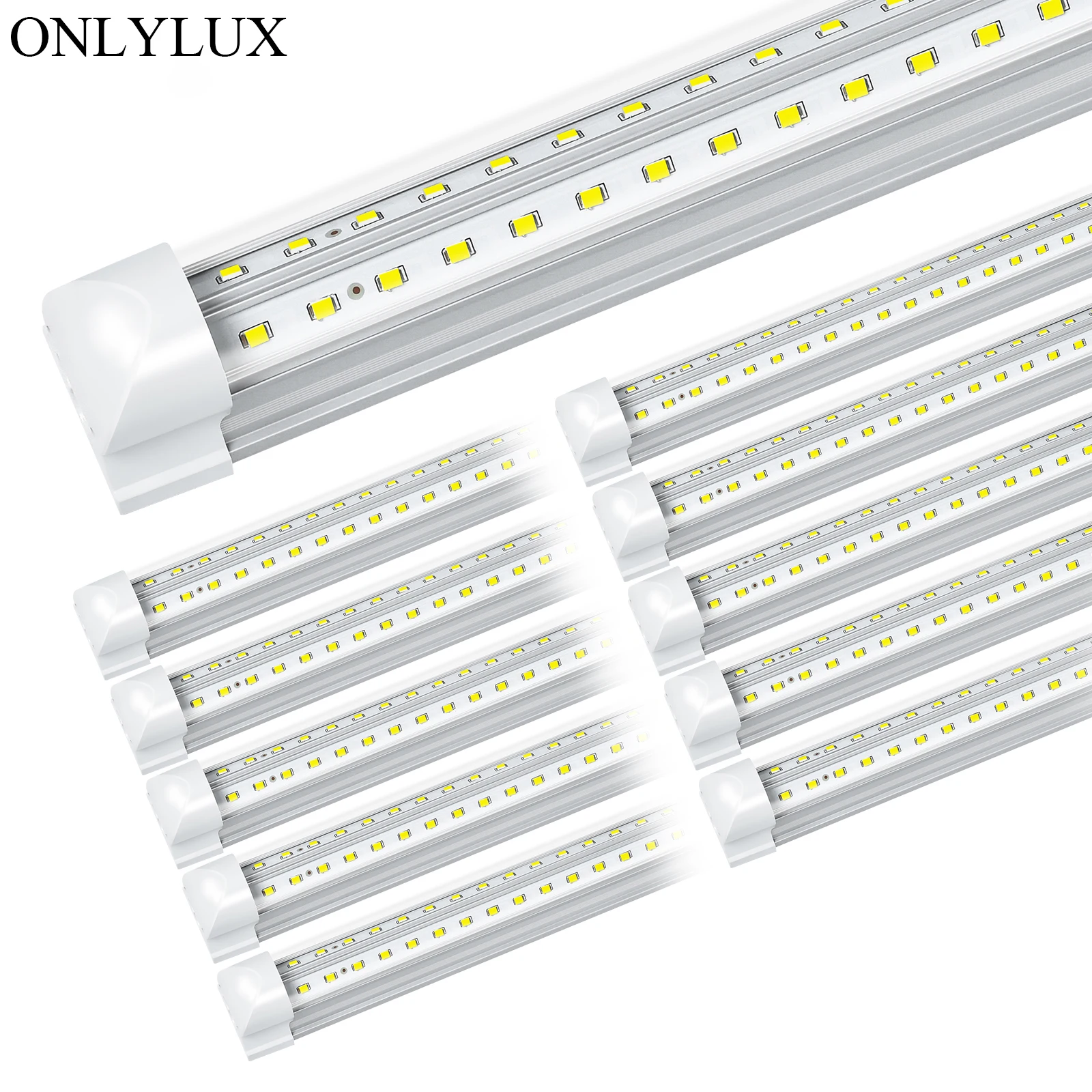 ONLYLUX Indoor Lighting V-Shaped Aluminum 50w 100w 4ft 8ft Led Shop Lights 4 8 Foot T8 Integrated Led Tube Light Fixture
