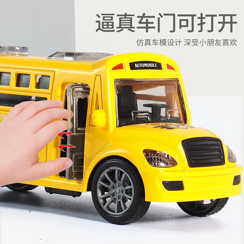 Hot sale cheap funny kids colorful plastic school bus toy wholesale educational mini school model toy bus