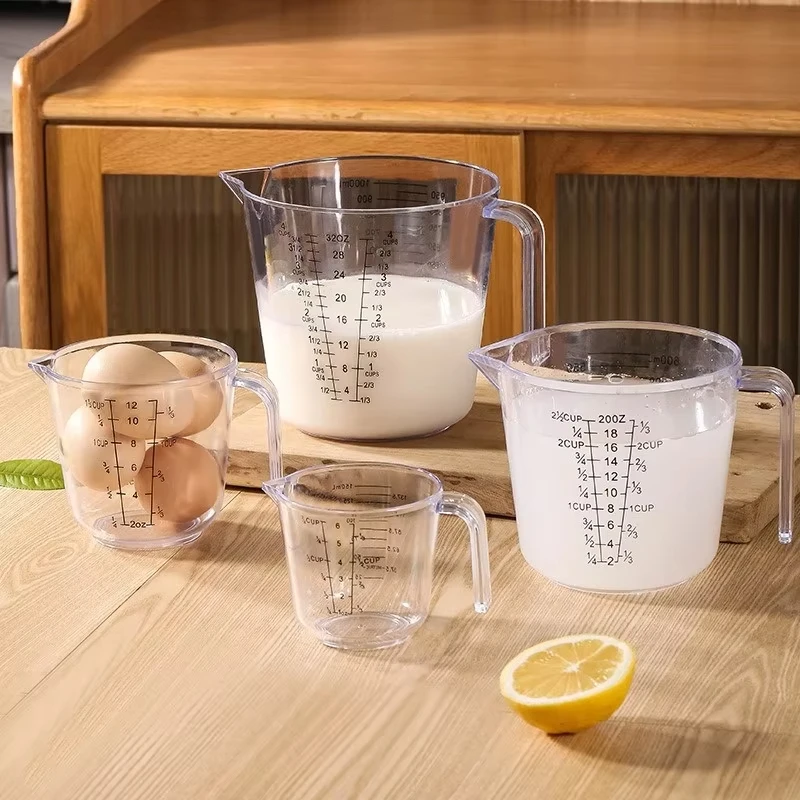 150/300/600/1000ml Measuring Cup with Scale Handle Plastic Tip Mouth Jug Cup Transparent Pour Spout Mixing Cup