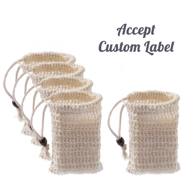 Eco Friendly Natural Cotton Soap Saver Bag Net Mesh Pouch Soap Bags Reusable Soap Drawstring Bag