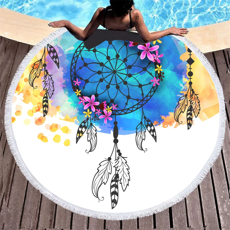 Printed Logo Customized design thick large round beach towel