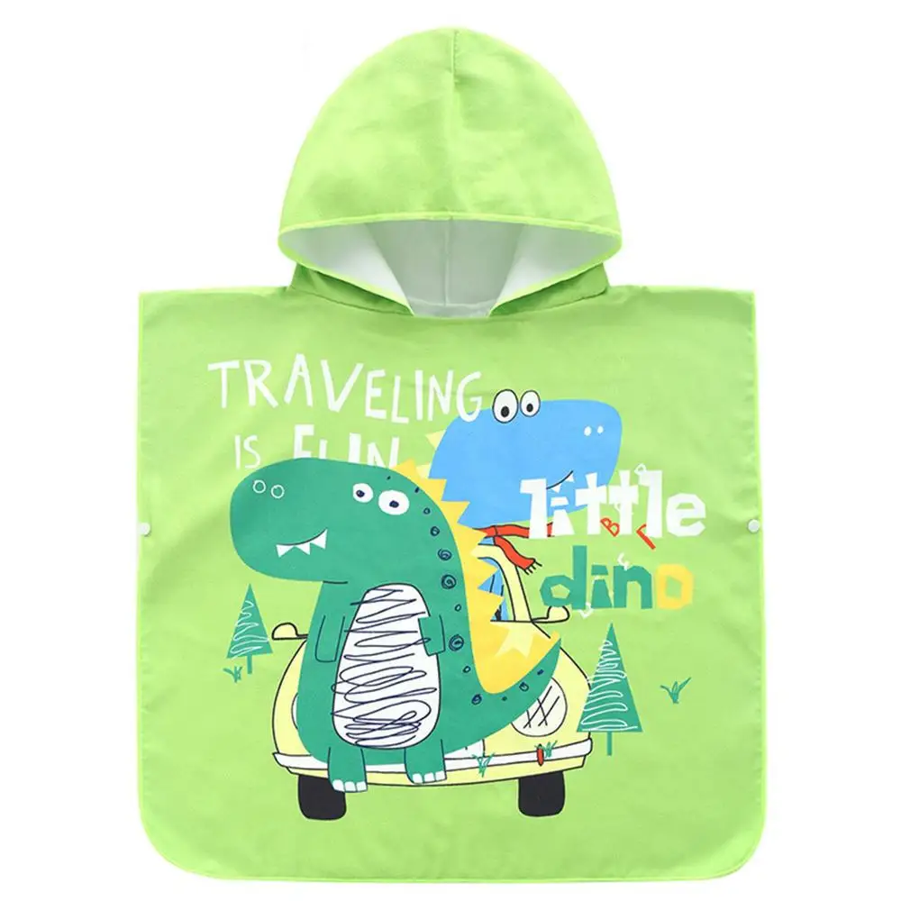 
High Quality Wholesale Baby Animal Printed Microfiber Hooded Poncho Baby Beach Towel 