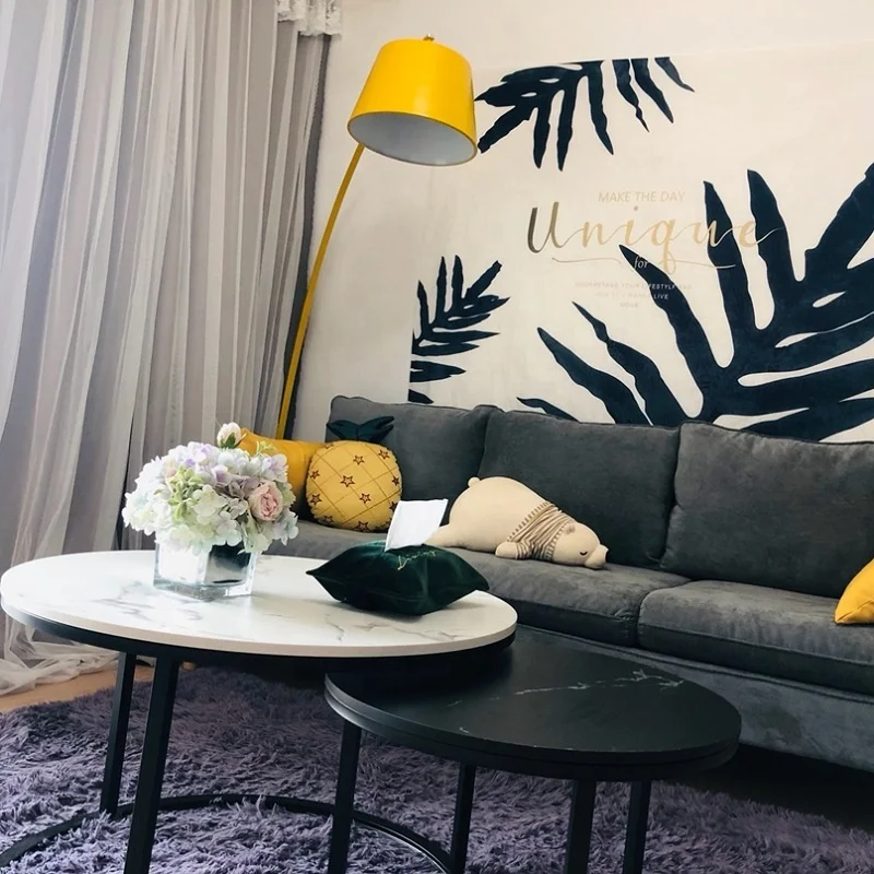 High Quality Nodic Design Curved Arm Metal Base Yellow Standing Lamps Big Arc Fish Floor Lamp