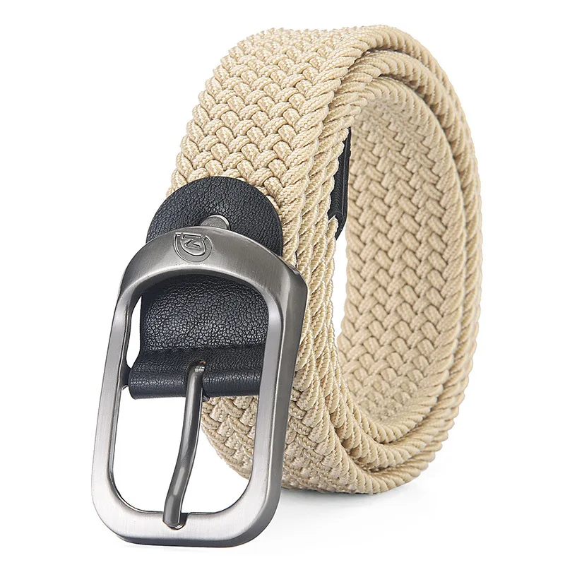 Braided belt elastic elastic canvas belt without holes free punching men and women versatile student trouser belt