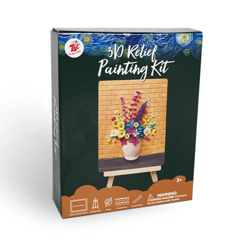 With Plaster Emboss Picture DIY art 3D relief Painting Kit Plaster Painting Figurines to Paint for Kids Artists Students