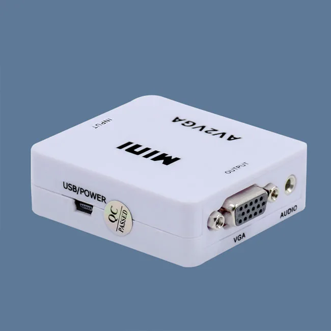 Mini AV to VGA Converter Jack Audio AV2VGA HD Video RCA PC Data to TV Adapter