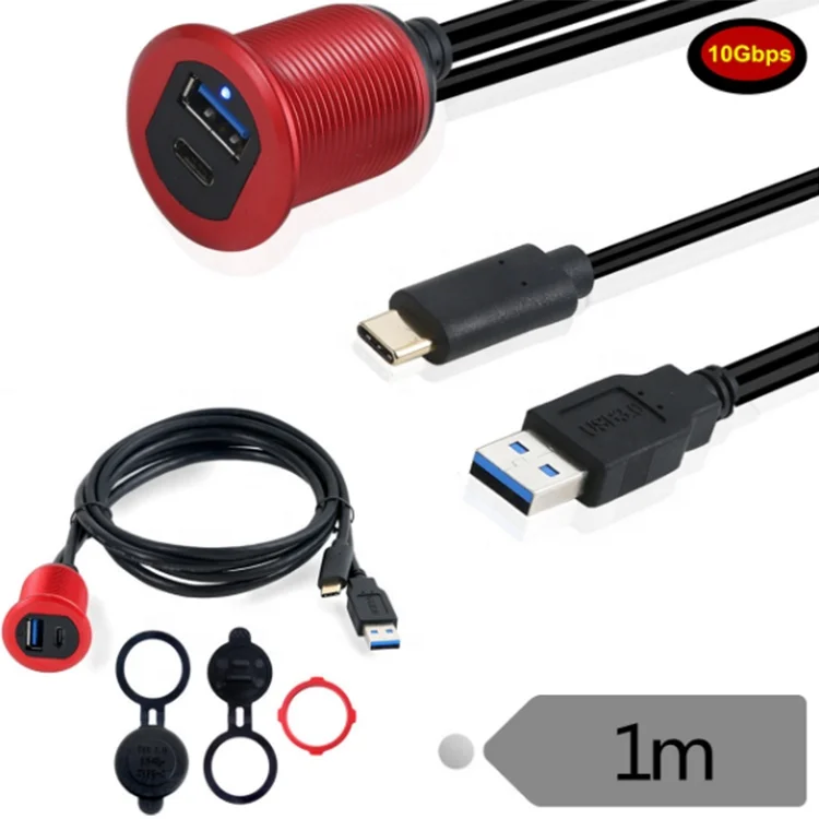 Тип C3.1 и USB 3 0 мужского женского пола AUX автомобильное крепление для скрытого кабель Водонепроницаемый удлинитель со светодиодной подсветкой автомобилей Грузовик Лодка Мотоцикл приборной