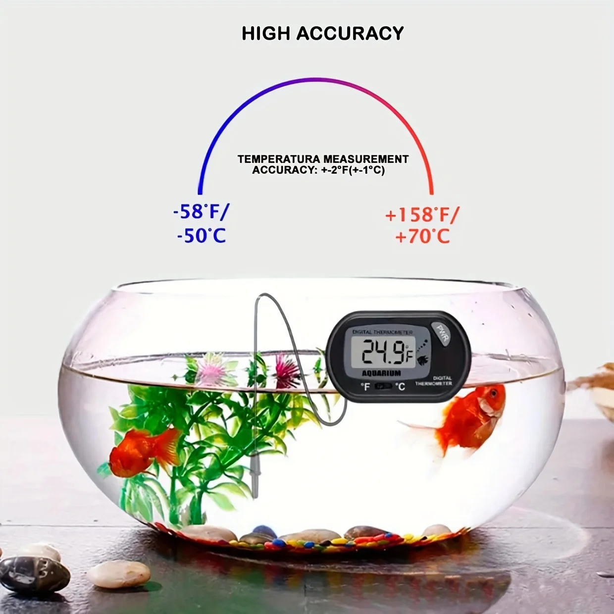 Fish Tank LCD Digital Aquarium Thermometer With Water-Resistant Sensor Probe And Suction Cup For Reptile Turtle Incubators