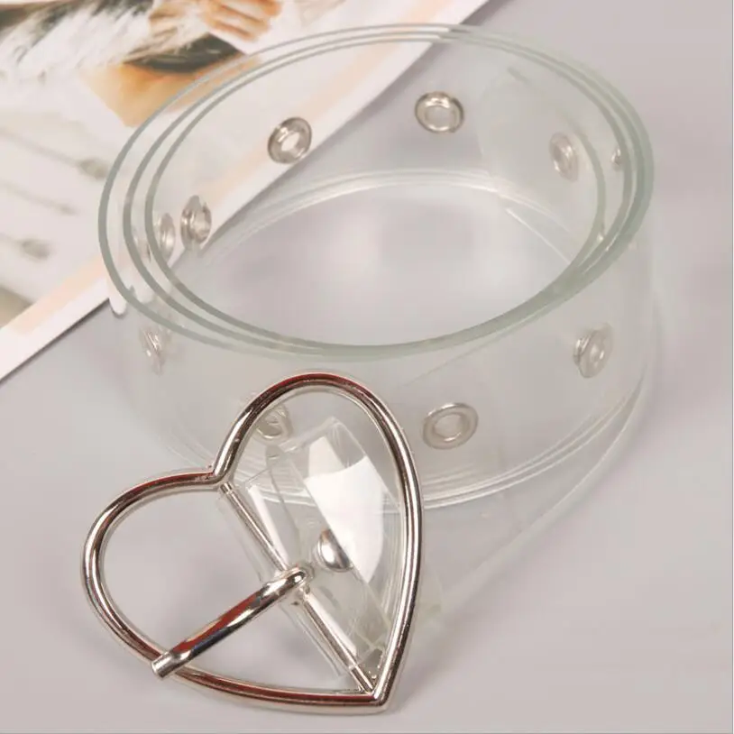 Transparent Plastic Simple All-match Rivet Ladies Belt Trousers