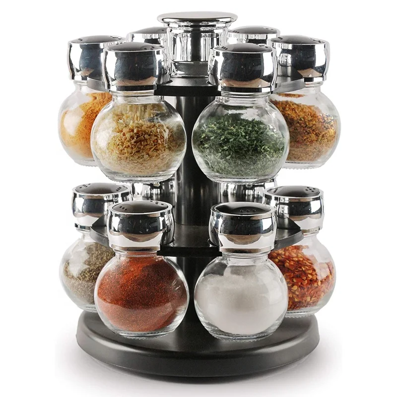 Creative Rotary Small Spice Jar Glass Seasoning Box Salt Jar Especias Set