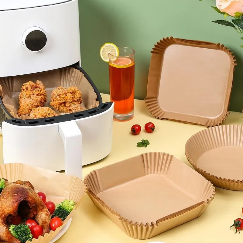 Factory Direct Best Air Fryer Liner with  Non-Stick Silicone Coat Air Fryer Liner Square air fryer liner Paper kraft food box