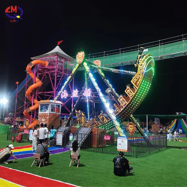24 Persons Exquisitely Carved 3D Hulls Luxury Swing Boat 24 Seats Outdoor Pirate Ship Rides