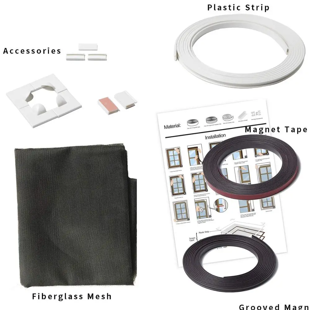 Ultra Fine Fiberglass Insect Mesh Mosquito Net for Windows Washable DIY Magnetic Window Fly Screen Kit