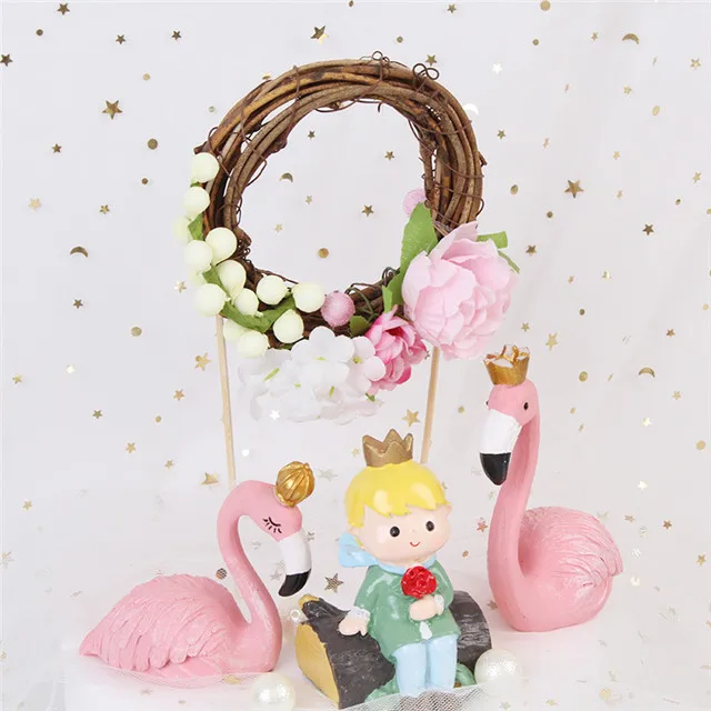 Hot Sale Cake Insert Party Supplies Acrylic Fabric Flower Birthday Cake Decorations