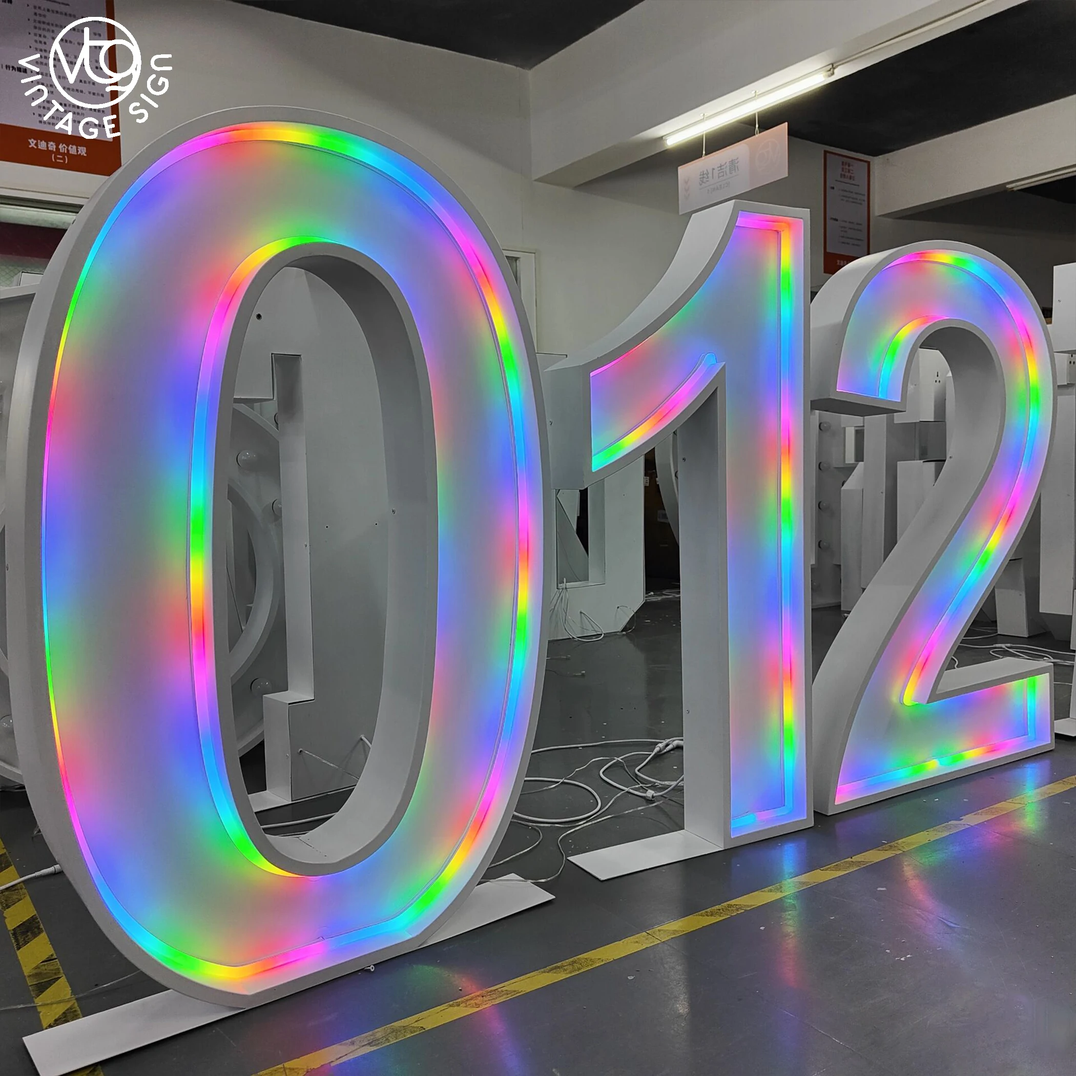 Led Neon Marquee Letter Sign Signs for Wedding Large White Metal Numbers 4ft