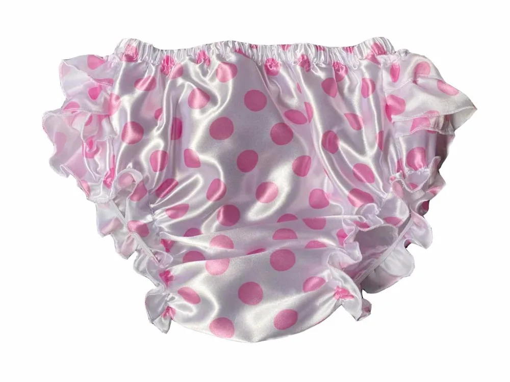 babyshow DDLG Adult Baby Ruffled Lace Edge silk PVC Panties Bloomers Diaper cover plastic double layer briefs