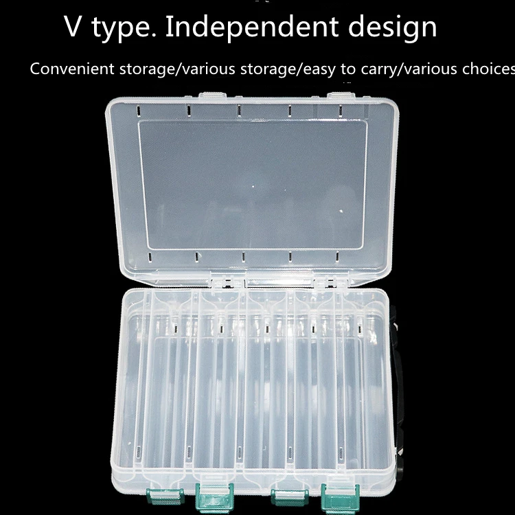 Hard Plastic Storage Box Plastic Fishing Lure Hook Bait Fishing Tackle Box Transparent Double Layer Fishing Gear
