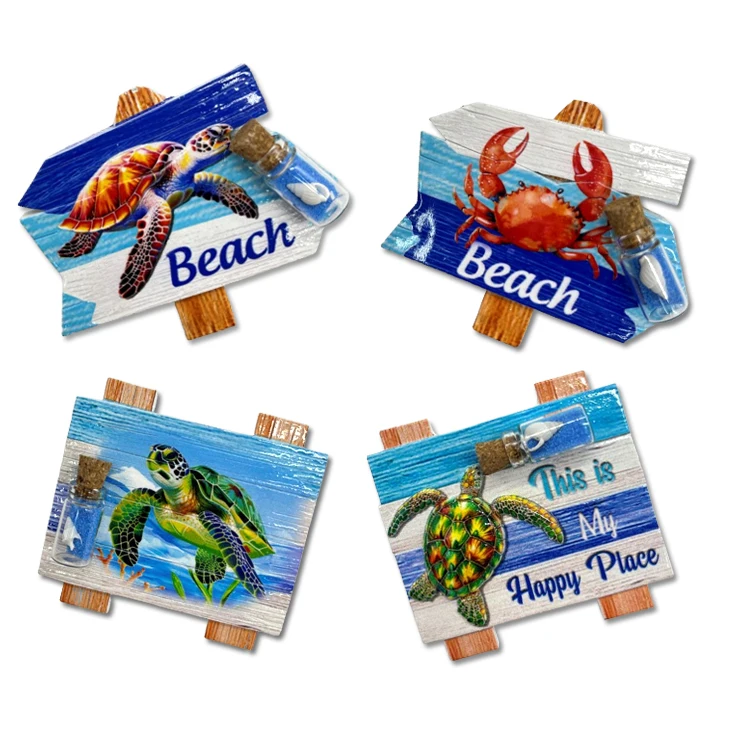 Custom logo printing country city beach souvenir resin 3d fridge magnets