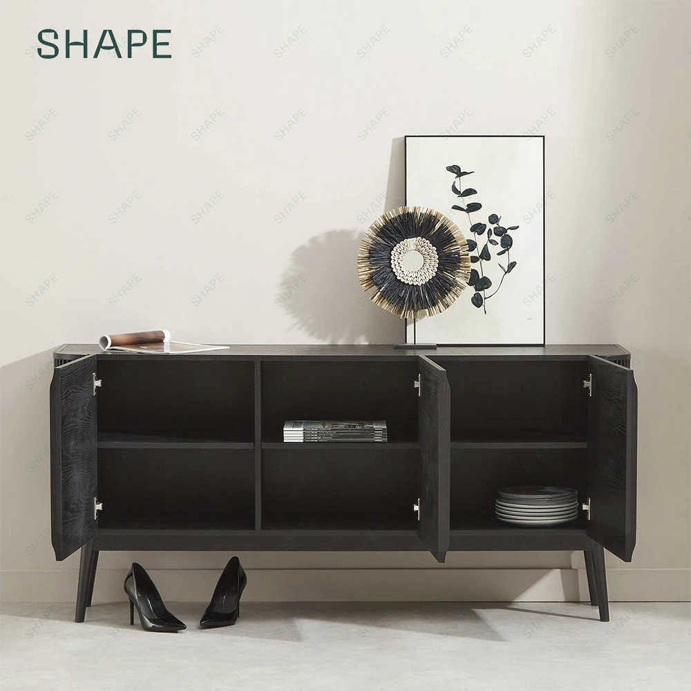 CAPANA sideboard 1600 buffet with 2 fixed shelves and 1 adjustable shelf in ash clear color or black