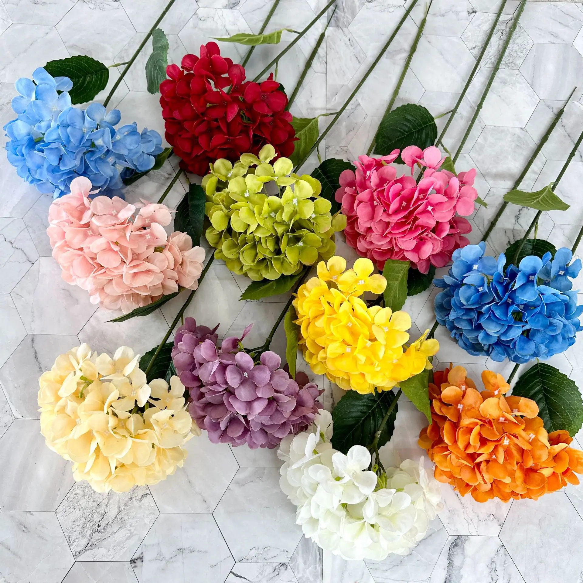 High Quality Artificial Silk Flower Simulate Single Hydrangea Wedding Flower Decorative Faux Silk Flower Decoration