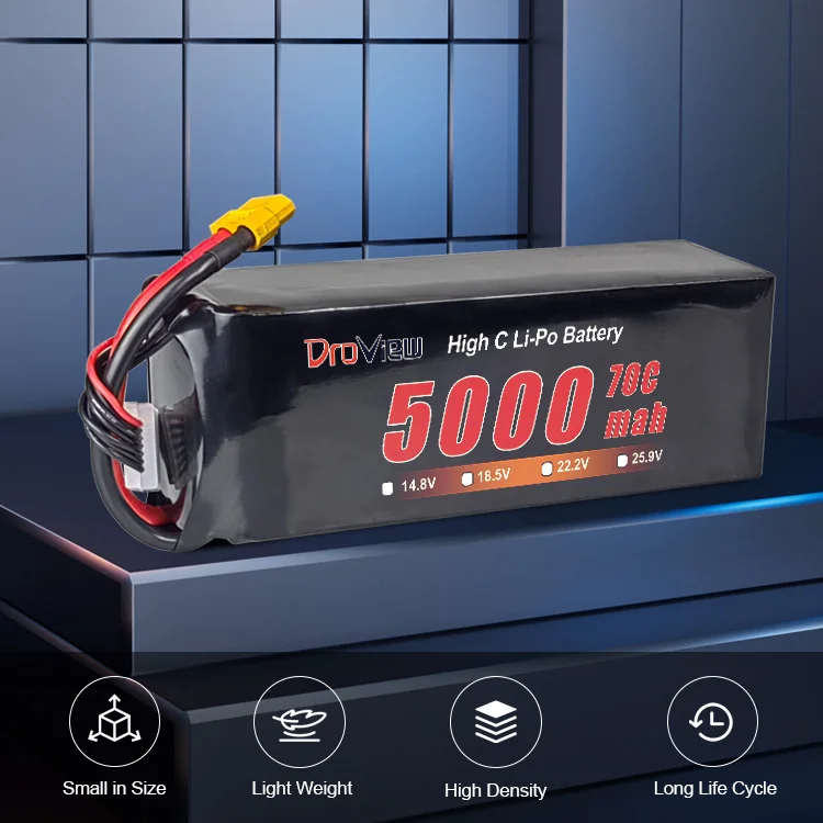 Droview Lipo Polymer Battery 6S 22.2V 5000mAh 70C High Rate UAV Lithium Batteries for FPV Drone