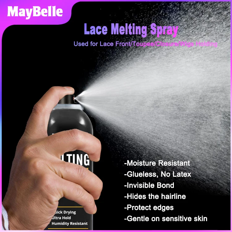 Private Label Fast Drying Extreme Hold No Residue Hair Holding Spray Daily Glueless Aerosol Lace Melting Spray