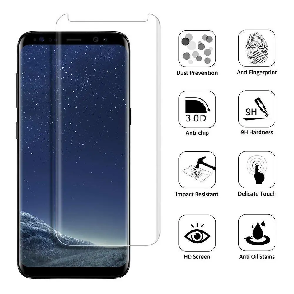 3D Curved Clear Case Friendly Tempered Glass For SAMSUNG S9  Screen Protector For Galaxy s9 S8+ Note 8 side glue