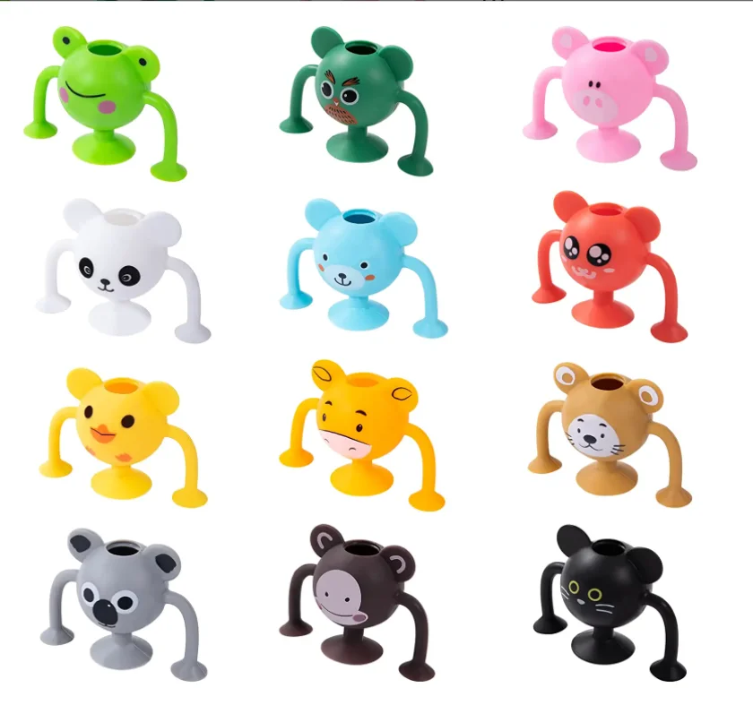 12pcs Silicone Sucker toys Pop Sucker toys animal shape parent-child interactive games children gifts soft silicone suction toys