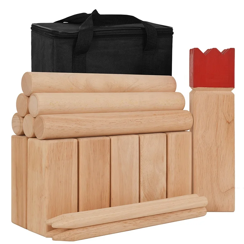 Educational Garden Games for Kids and Adults Outdoor Wooden Kubb Game Set  for Fun and Learning