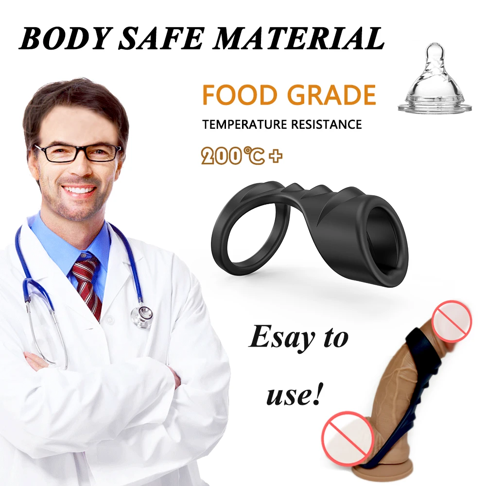 Silicone Dual Cock Ring Stretchy Penis Rings for Longer Harder Stronger Erection Improve Sexual Performance Sex Toy for Couple