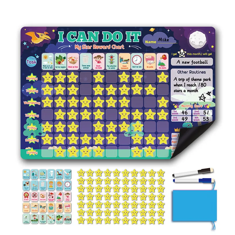 Magnetic chalk blackboard Magnetic Star Type Reward Board Home Routine Chore Reward Chart