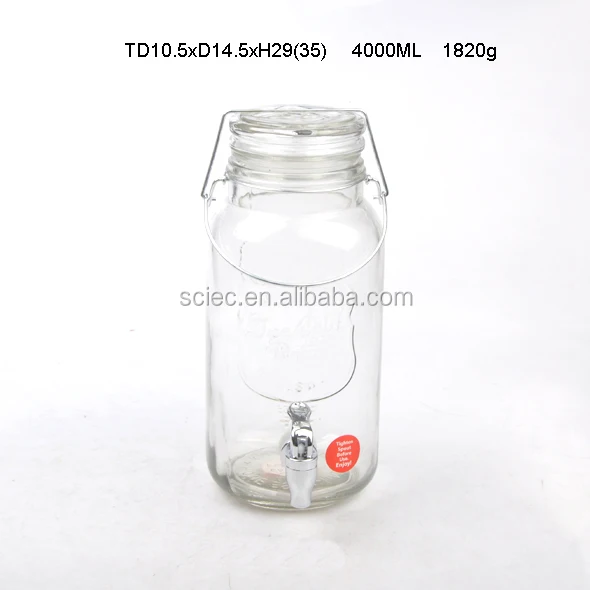 wholesale 1gallon 1.5gallon 2gallon large round Glass Mason Jar lemon Juice beverage dispenser bottle with clip wire glass  lid