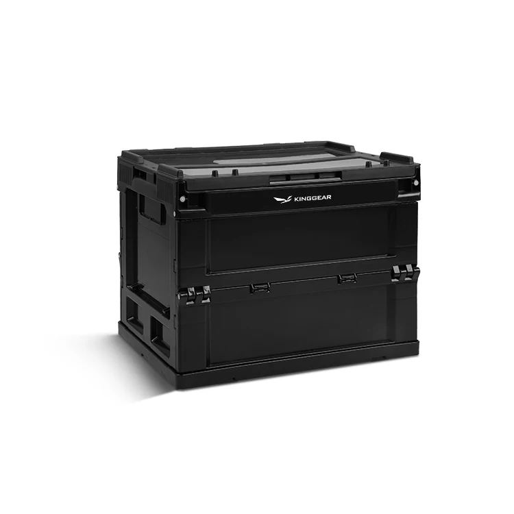 KingGear Outdoor Car/Kitchen 1.0 Mini Plastic Storage Box Multi-Functional Cargo Box Wooden Lid Camping Folding Box