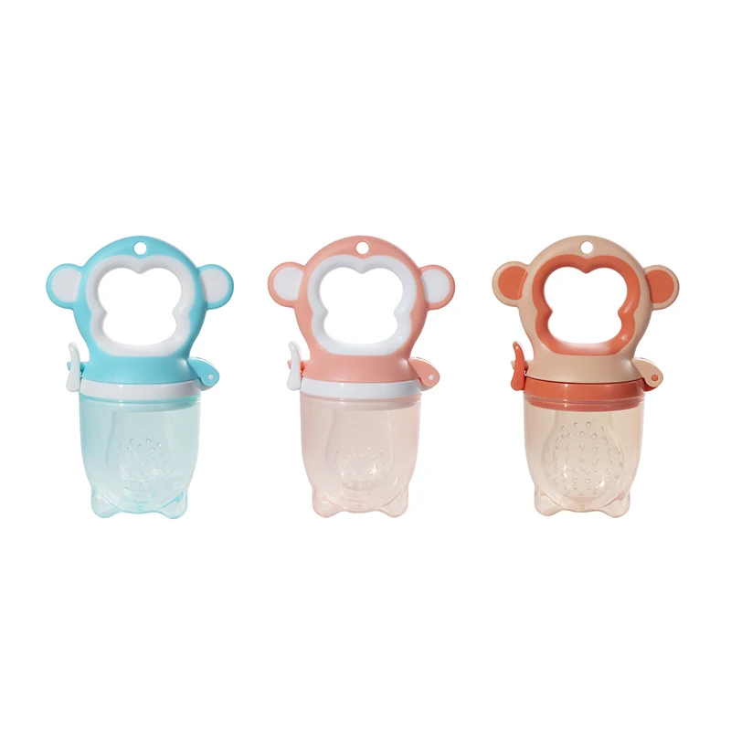 BPA Free Monkey Shape Silicone Baby Fresh Food Fruit Feeder Hot Food Grade Silicone Cute Style for Feeding