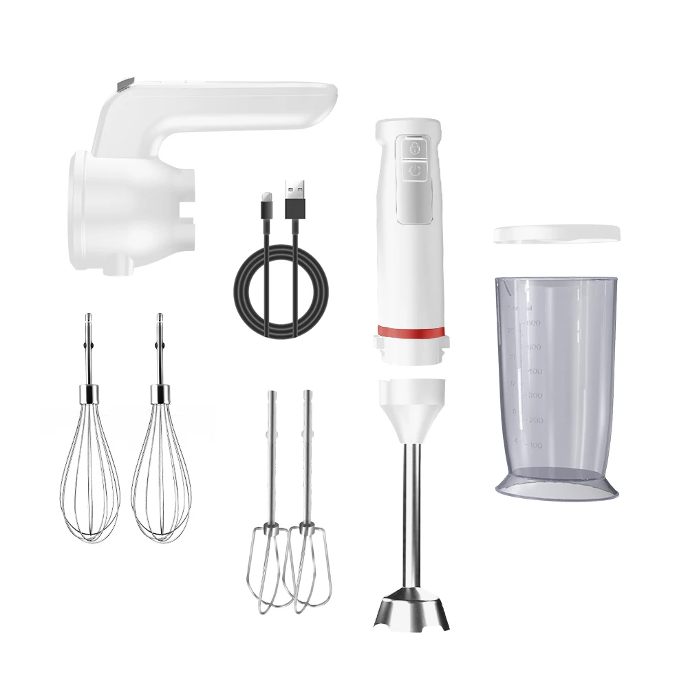 Cordless Hand Blender Electric With Egg Whisk  Chopper 200W Immersion Hand Blender Hand Mixer Set Stainless Steel Shaft & Blades
