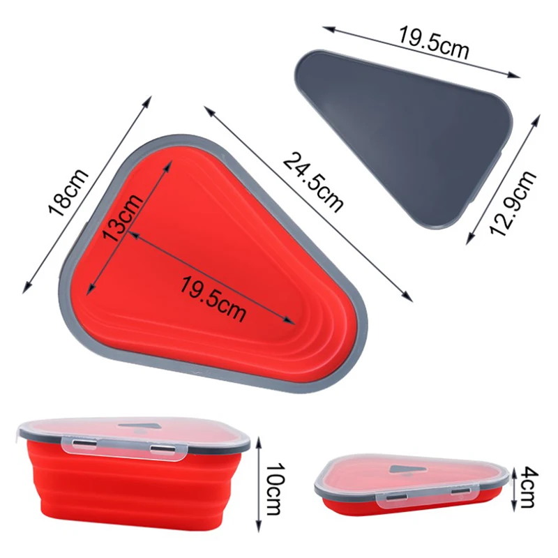 Reusable foldable pizza pack box storage box portable collapsible silicone pizza box container with 5 trays