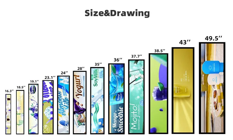 Full HD Customized Different Size Ultra Wide Monitor Touch Screen Digital Display Stretched Bar Lcd  For Supermarket