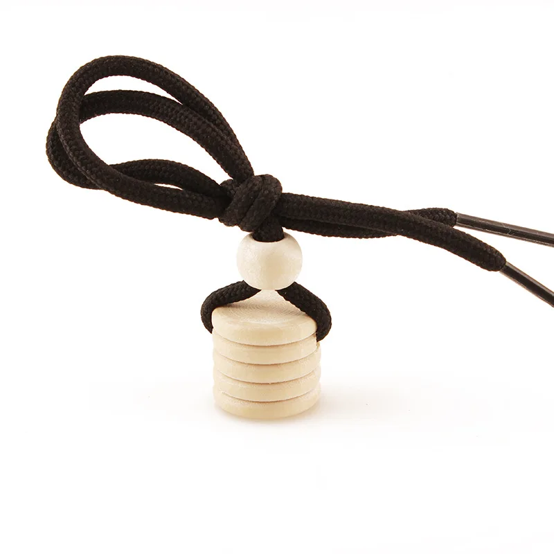 Diy String Hanging Cap Car Perfume Bottle Essential  Ornaments Air Freshener Pendant Empty Glass  Wooden Bottle Lid with rope
