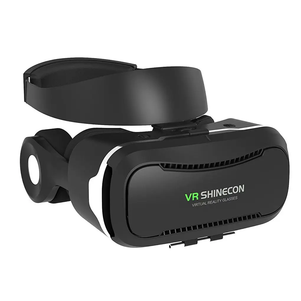 VR Shinecon SC-G02E 4.0 VR Glasses with Headphones 3D Smartphone Virtual Reality Stereo Mic Control Button Helmet