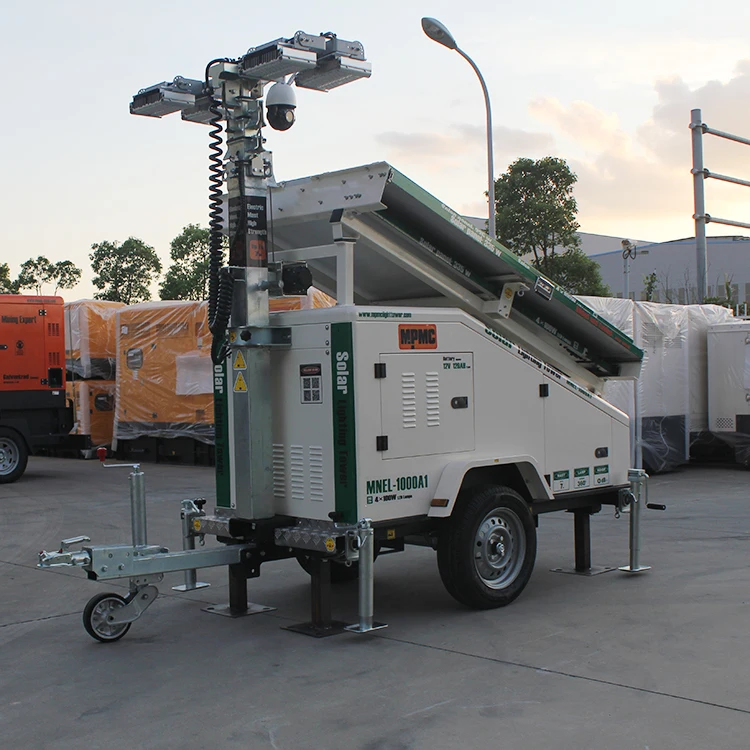 
7.5m Electric Lifting Mast 4x100w LED Solar Mobile Lighting Tower off-road 