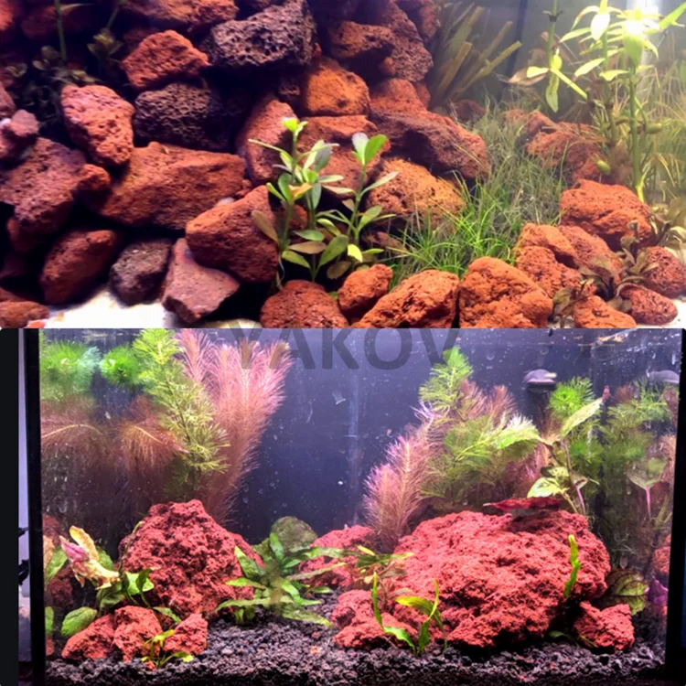 factory price 5-30cm aquarium red lava rocks