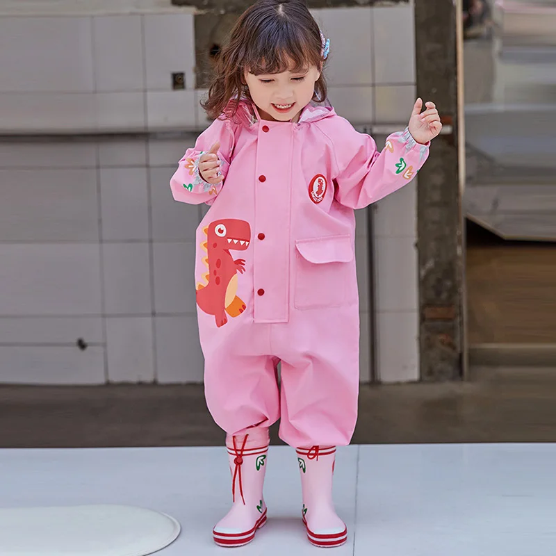 3D Style Cartoon Dinosaur Shape Raincoat Jackets 2-8 Years Old Children Waterproof Boys Girls Baby Rain Coat