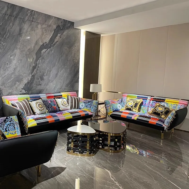 Furnistyle Hot Sale Popular New Design Versaces Rhapsdy Sofa Luxury Modern Sofa Set Furniture Living Room Luxury Sofa